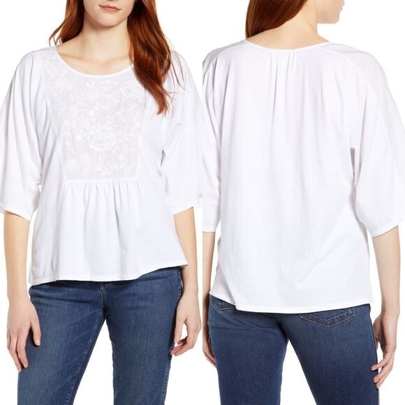 Caslon Embroidered Bib Top (A6) - Picture 1 of 6